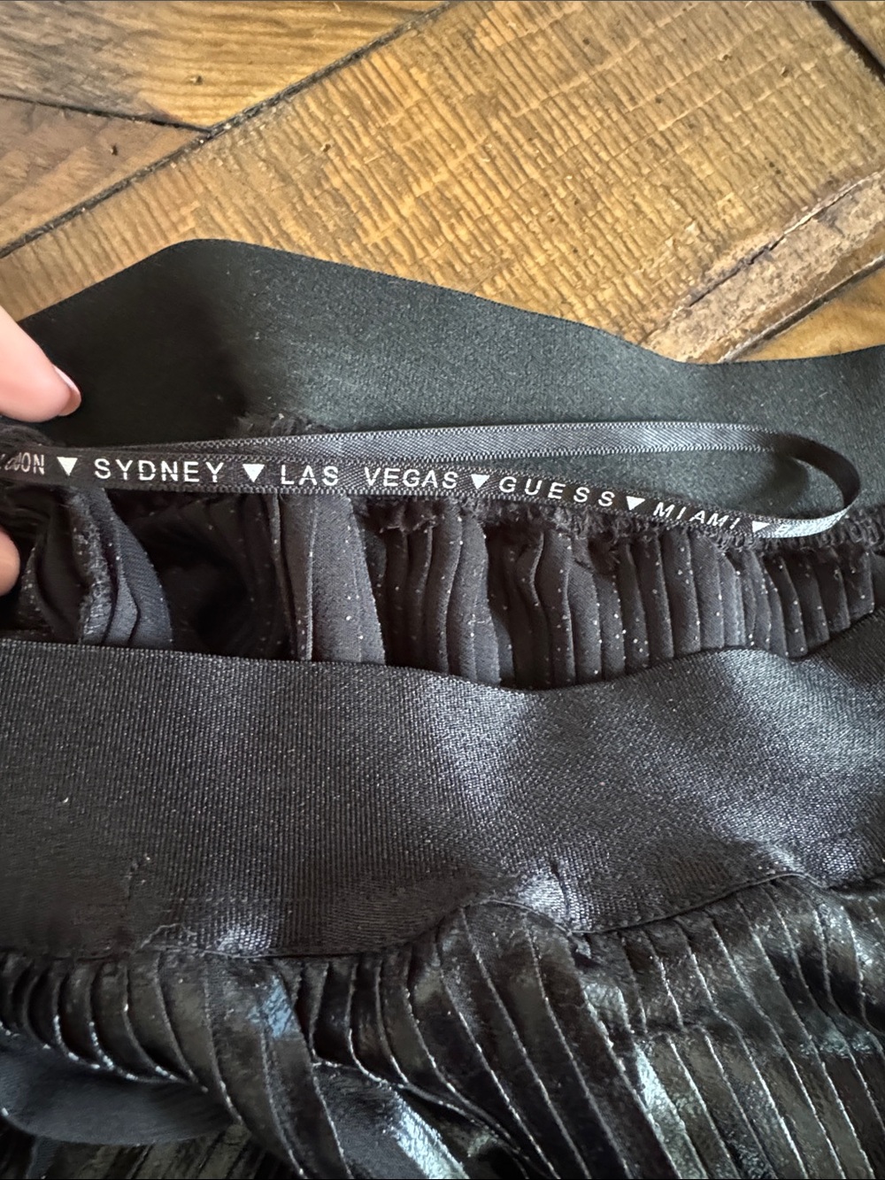 Guess Shiny Black Pleated Midi Skirt - Picture 4 of 6